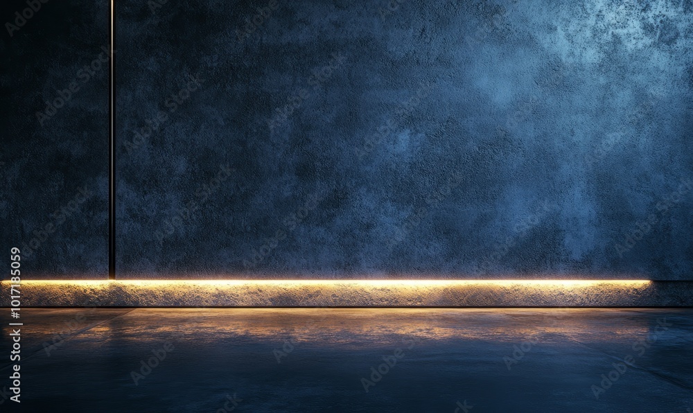 Poster minimalist abstract composition of a single line of light on a dark surface, with sharp contrasts an