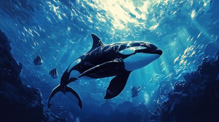 Obraz premium Orca in the Deep Blue