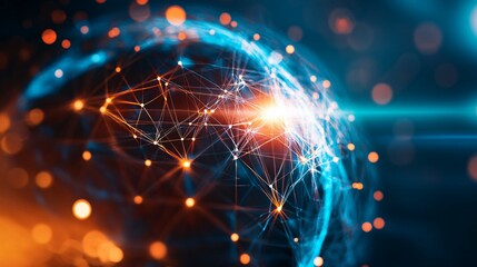 Obraz premium Abstract Globe with Interconnected Lines and Glowing Lights