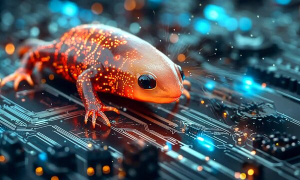 Red Frog on Circuit Board