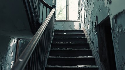 Abandoned Staircase: A Glimpse into Time's Embrace