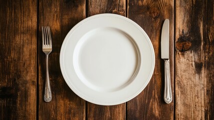 Plate, fork, knife