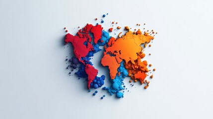 Fototapeta premium Colorful Abstract Global Map Design on Clean Background