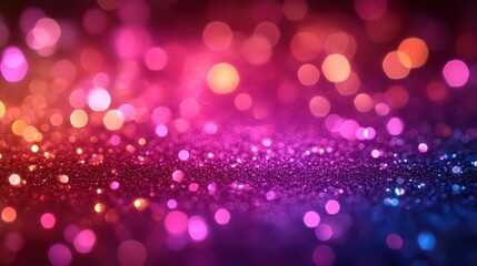 Vibrant Pink And Orange Bokeh Light Background With Glitter Texture And Defocused Sparkles