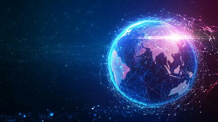 Fototapeta premium Digital Globe with Network Connections and Glowing Lights