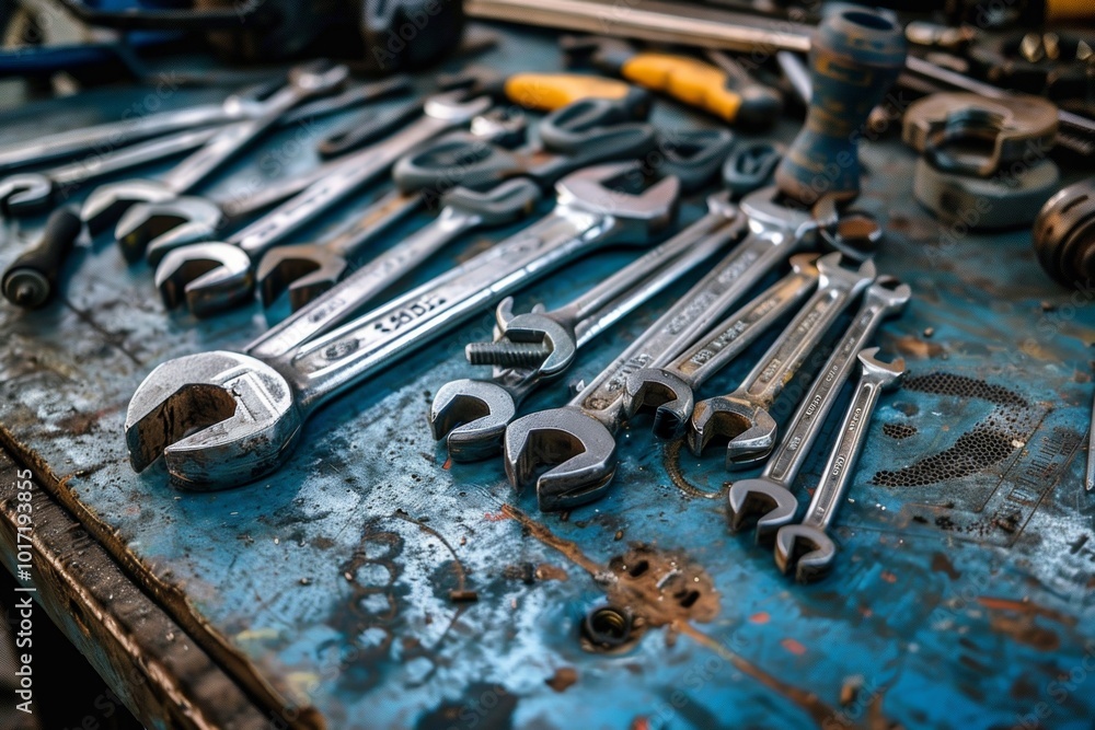 Aufkleber A group of repair team members actively uses tools and materials on site to address and resolve ongoing maintenance tasks. Generative AI