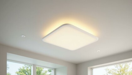 Sleek Modern Flush Mount Ceiling Light Fixture with Window Views