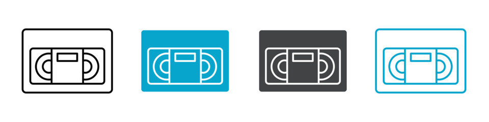video tape icon Simple vector set isolated