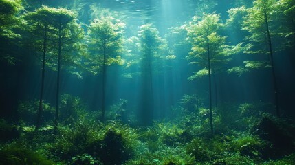 Obraz premium Submerged Forest: An Underwater World