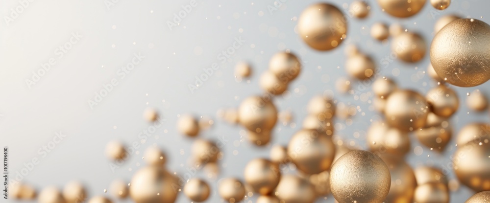 Poster golden floating orbs captivating visuals of light and reflection for elegant design