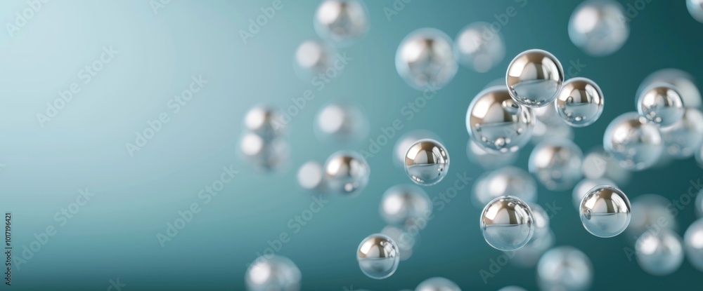 Poster stunning visual of floating bubbles captivating reflections and depth in water-like atmosphere
