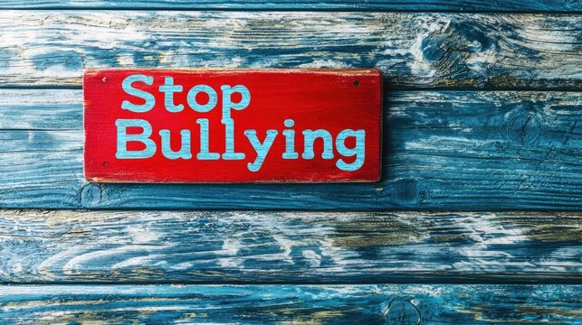 Anti bullying action: text stop bullying, call to end harmful behavior, promote kindness and respect, importance of standing up against intimidation and fostering a safe, supportive environment