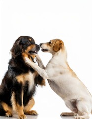 Two adorable dogs sharing a secret
