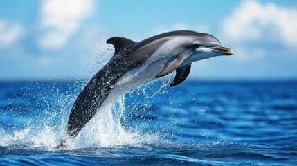Fototapeta premium Dolphin Leaping Out of the Ocean