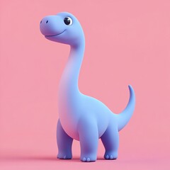Obraz premium 3D Brontosaurus Icon: Long Necked Dinosaur Symbol Illustration Logo