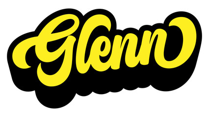 Given name Glenn written in retro groovy three-dimensional script lettering