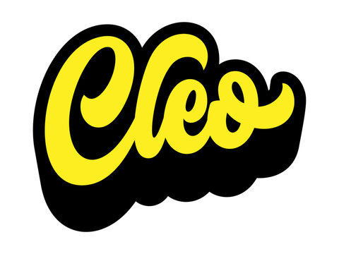 Given name Cleo written in retro groovy three-dimensional script lettering