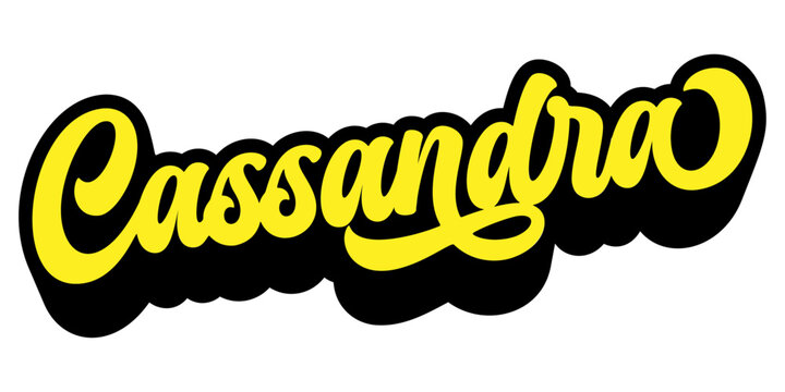 Given name Cassandra written in retro groovy three-dimensional script lettering