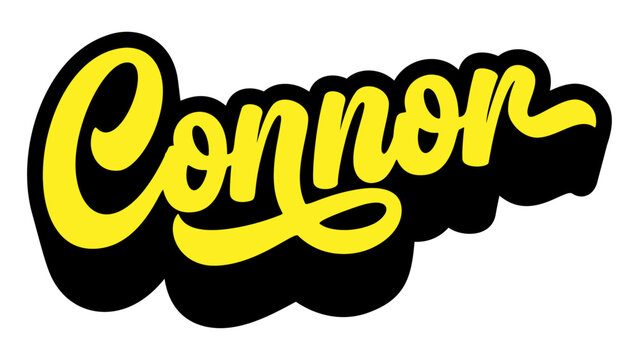 Given name Connor written in retro groovy three-dimensional script lettering