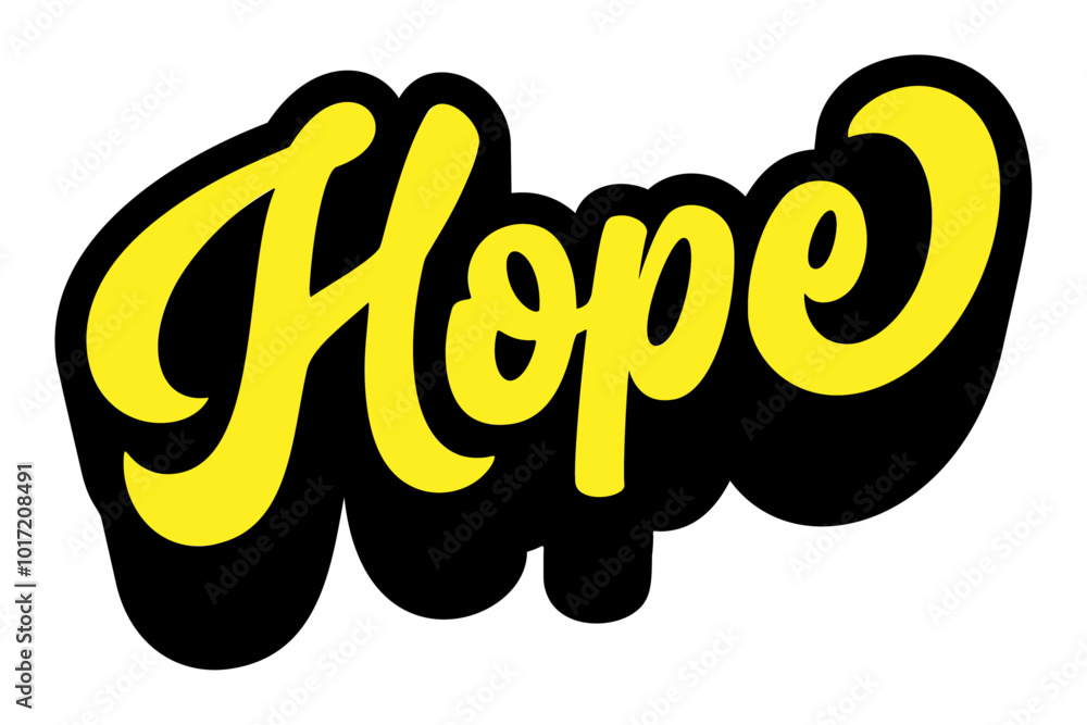 Aufkleber given name hope written in retro groovy three-dimensional script lettering