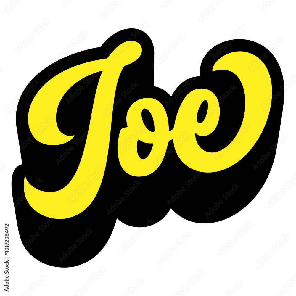Aufkleber given name joe written in retro groovy three-dimensional script lettering