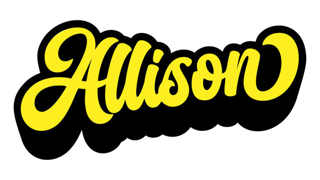Given name Allison written in retro groovy three-dimensional script lettering