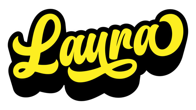 Given name Laura written in retro groovy three-dimensional script lettering