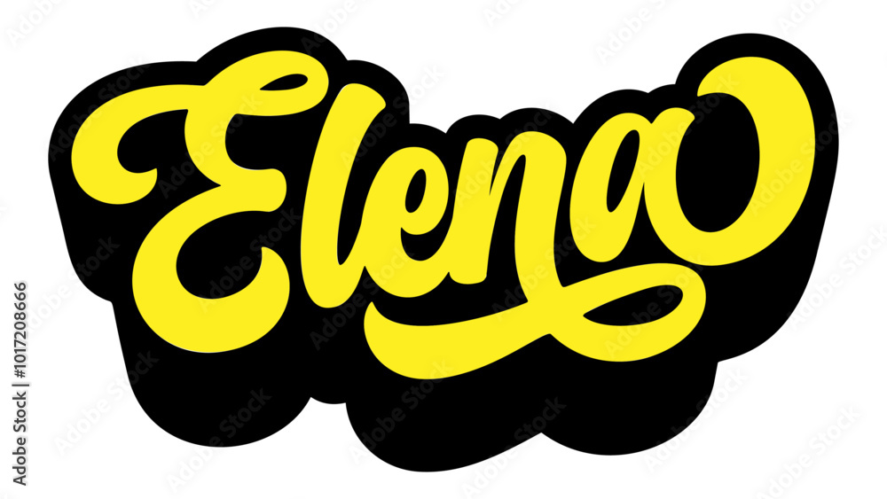 Poster given name elena written in retro groovy three-dimensional script lettering