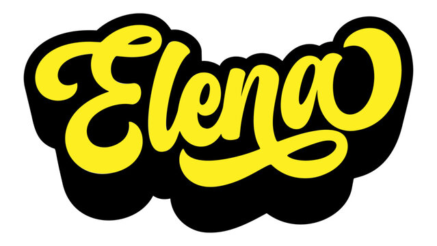 Given name Elena written in retro groovy three-dimensional script lettering