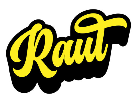 Given name Raul written in retro groovy three-dimensional script lettering