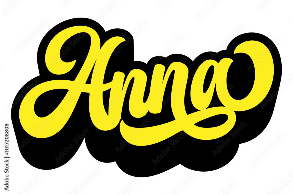 Aufkleber given name anna written in retro groovy three-dimensional script lettering