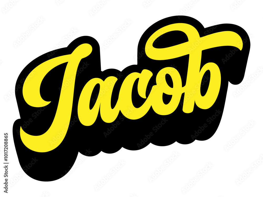 Poster given name jacob written in retro groovy three-dimensional script lettering