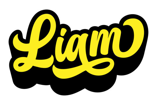 Given name Liam written in retro groovy three-dimensional script lettering