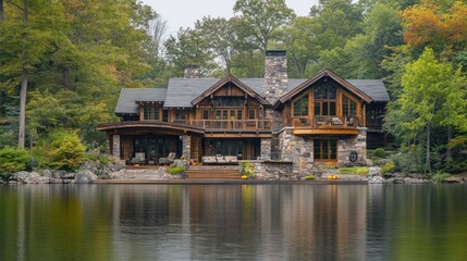 Fototapeta premium Lakefront Cabin