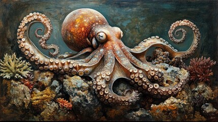 Naklejka premium Octopus In Its Natural Habitat