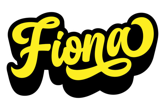 Given name Fiona written in retro groovy three-dimensional script lettering