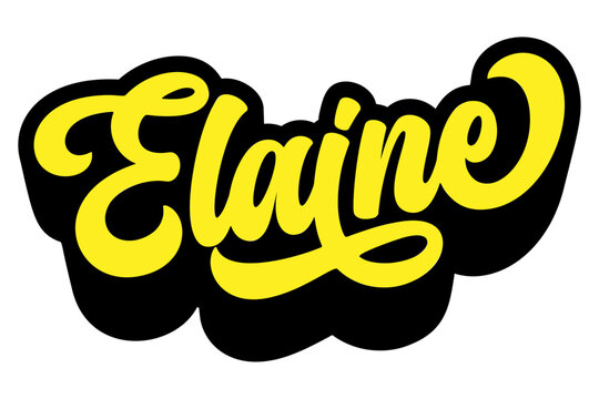 Given name Elaine written in retro groovy three-dimensional script lettering