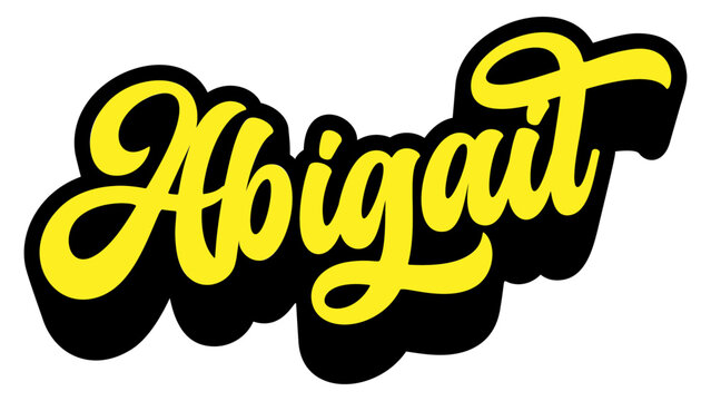 Given name Abigail written in retro groovy three-dimensional script lettering