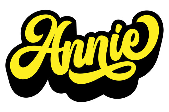 Given name Annie written in retro groovy three-dimensional script lettering