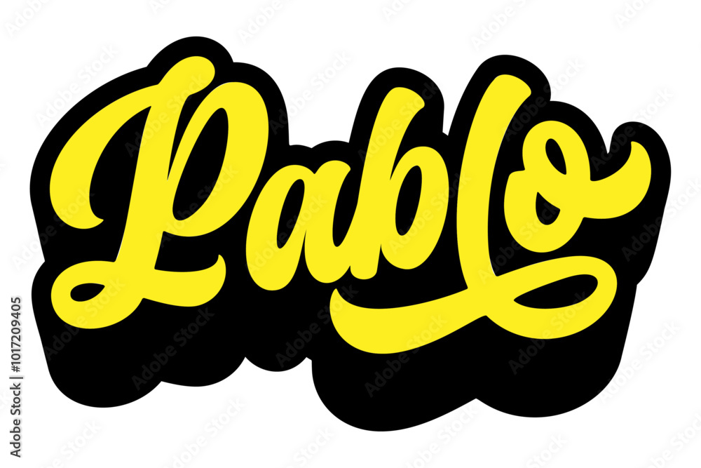 Poster given name pablo written in retro groovy three-dimensional script lettering