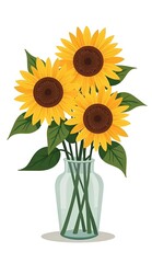 sunflowers in a vase illustration