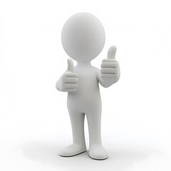 3D Figure Giving Thumbs Up on White Background