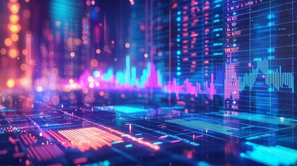 Big Data Analytics Visualizing Big data patterns, digital visualization interface, abstract background, flat design illustration