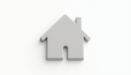 Fototapeta premium A simple, minimalist house icon displayed against a clean white background, symbolizing home and real estate. The image highlights simplicity and modern design.