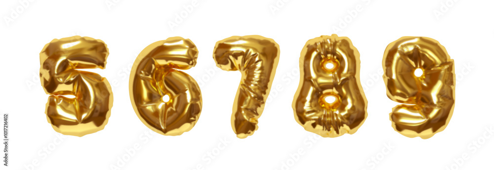 Aufkleber collection of inflated balloons numbers from 5 to 9 isolated on a white background. realistic 3d des