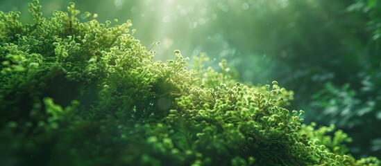 Moss Landscapes in a Green Abstract View of a Natural Summer Forest
