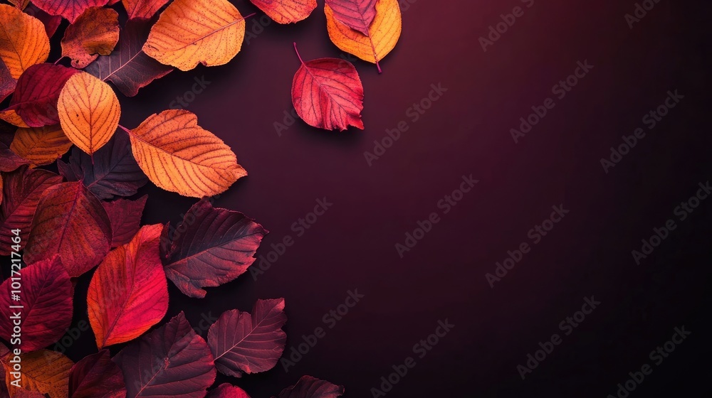 Poster autumn leaves background with empty space for text