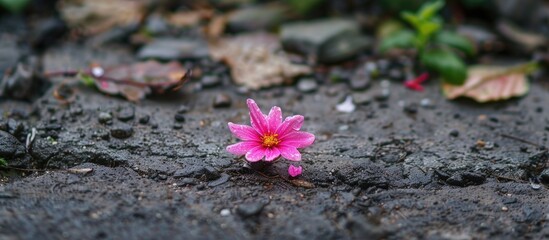 Pink Flower on the Ground