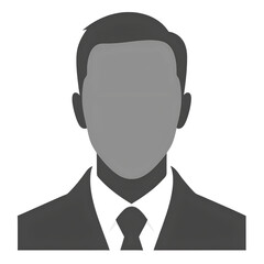 Male silhouette profile icon in suit and tie in gray