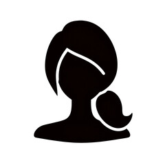 Female silhouette profile icon with ponytail hairstyle